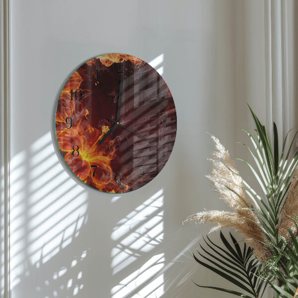 Reloj de pared redondo Flores de fuego