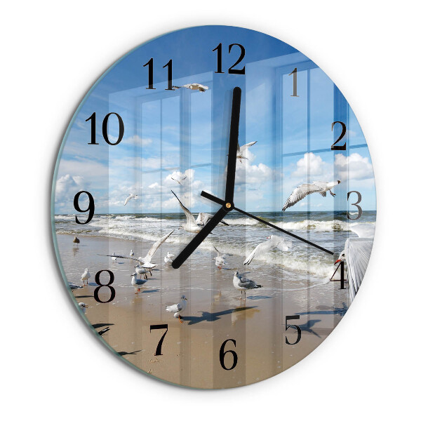 Reloj de pared redondo Gaviotas en la playa