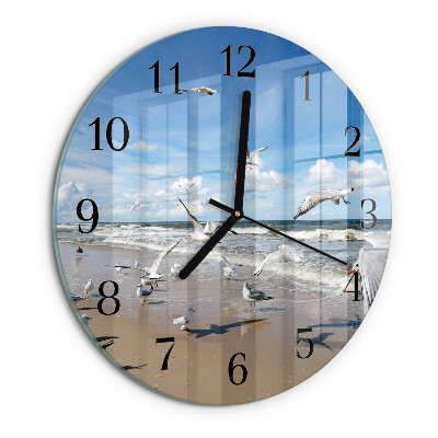 Reloj de pared redondo Gaviotas en la playa