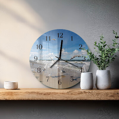 Reloj de pared redondo Gaviotas en la playa