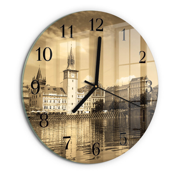 Reloj de pared redondo Castillo Sepia