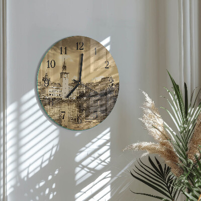 Reloj de pared redondo Castillo Sepia