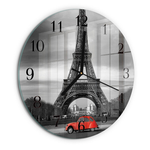 Reloj de pared redondo Coche de la Torre Eiffel