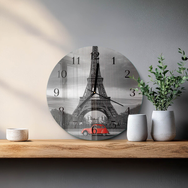 Reloj de pared redondo Coche de la Torre Eiffel