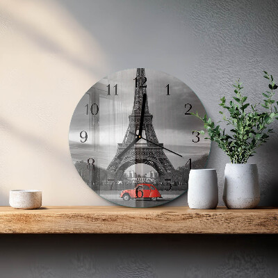 Reloj de pared redondo Coche de la Torre Eiffel