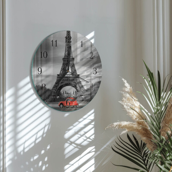 Reloj de pared redondo Coche de la Torre Eiffel