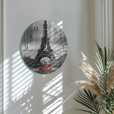 Reloj de pared redondo Coche de la Torre Eiffel