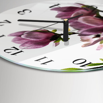 Reloj de pared redondo Flor de magnolia
