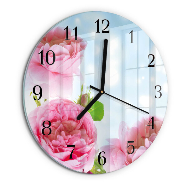 Reloj de pared redondo Peonías