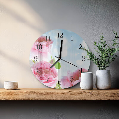 Reloj de pared redondo Peonías
