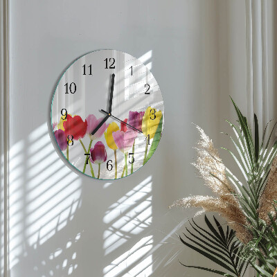 Reloj de pared redondo Tulipanes de colores