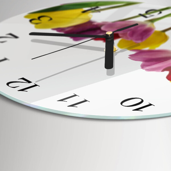 Reloj de pared redondo Tulipanes de colores