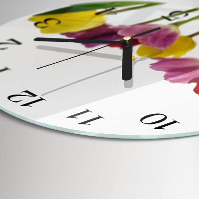 Reloj de pared redondo Tulipanes de colores