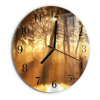 Reloj de pared redondo Árboles Niebla