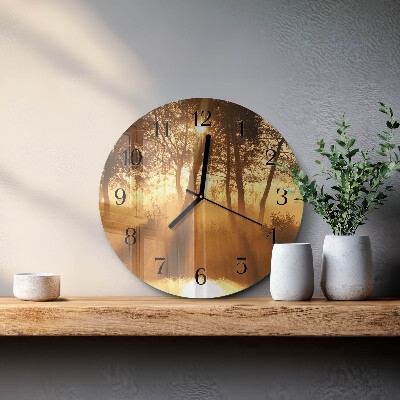 Reloj de pared redondo Árboles Niebla