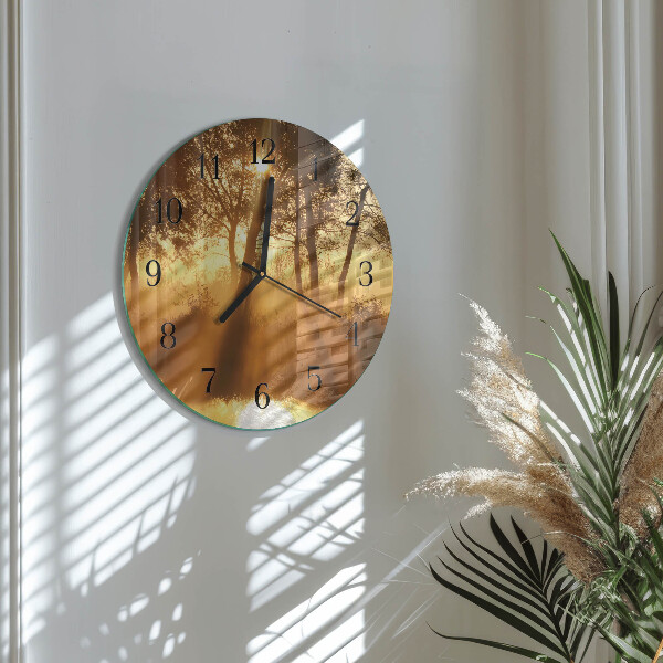 Reloj de pared redondo Árboles Niebla