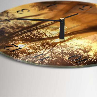 Reloj de pared redondo Árboles Niebla