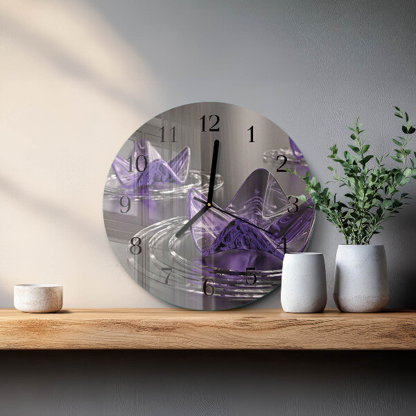 Reloj de pared redondo Flores de cristal