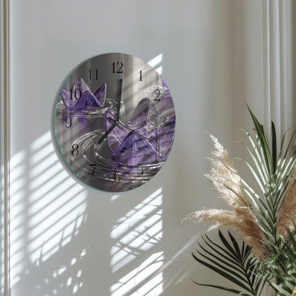 Reloj de pared redondo Flores de cristal