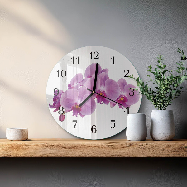 Reloj de pared redondo Orquídea