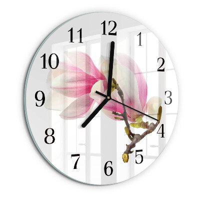 Reloj de pared redondo Flor de magnolia
