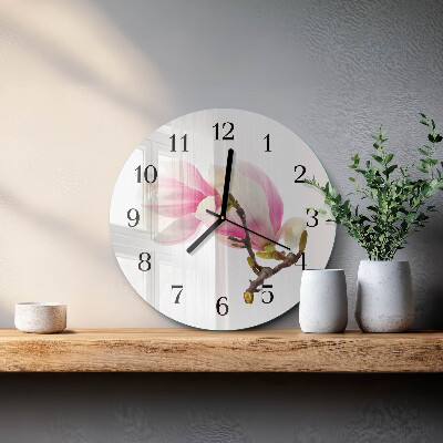 Reloj de pared redondo Flor de magnolia