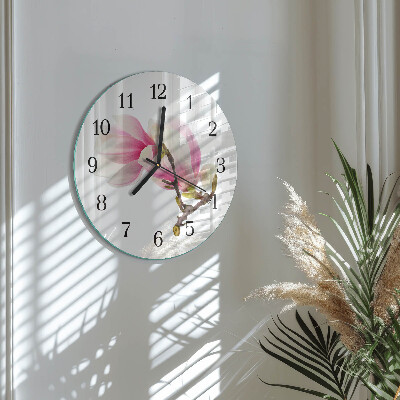Reloj de pared redondo Flor de magnolia