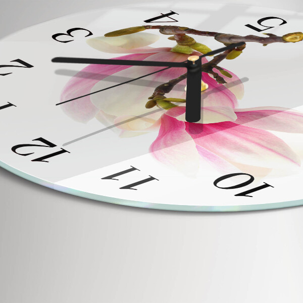 Reloj de pared redondo Flor de magnolia