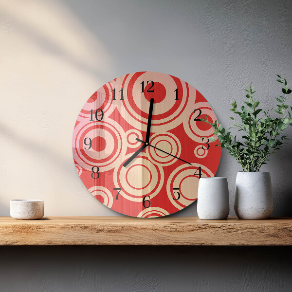 Reloj de pared redondo Círculos rojos