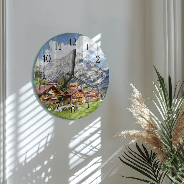 Reloj de pared redondo montañas