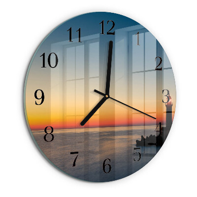 Reloj de pared redondo Faro del mar
