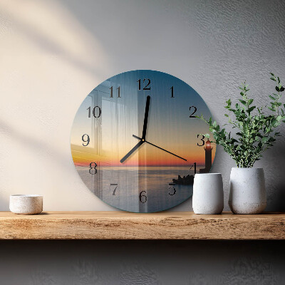 Reloj de pared redondo Faro del mar