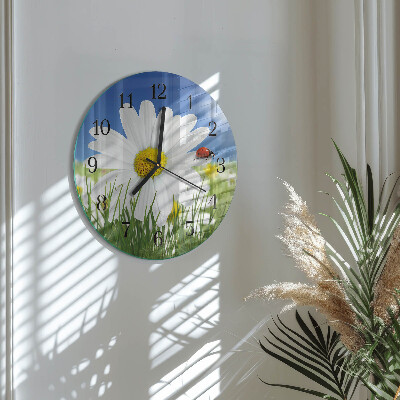 Reloj de pared redondo Flor y mariquita