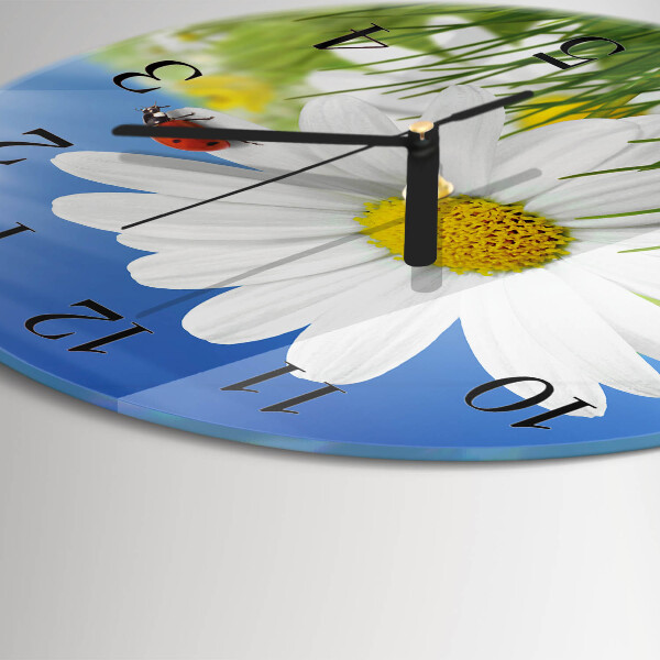 Reloj de pared redondo Flor y mariquita