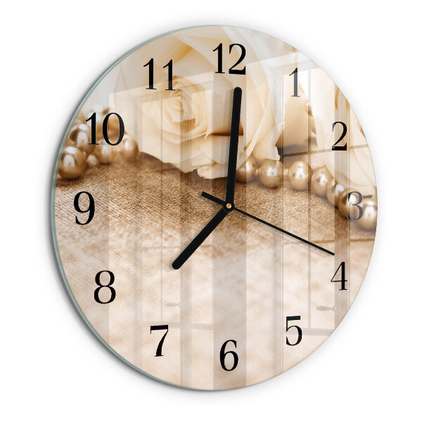 Reloj de pared redondo Rosas sepia vintage