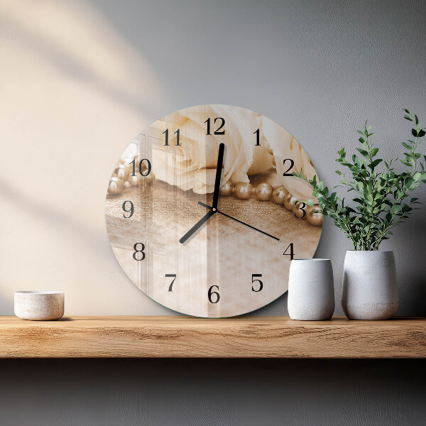 Reloj de pared redondo Rosas sepia vintage