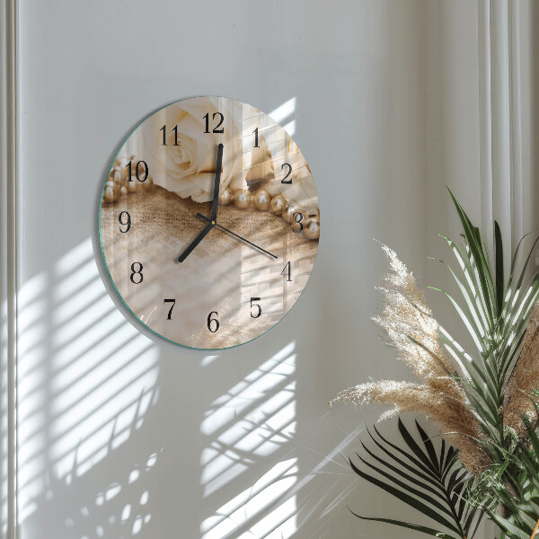 Reloj de pared redondo Rosas sepia vintage