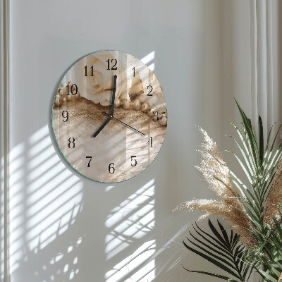 Reloj de pared redondo Rosas sepia vintage