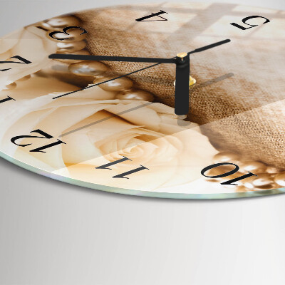 Reloj de pared redondo Rosas sepia vintage