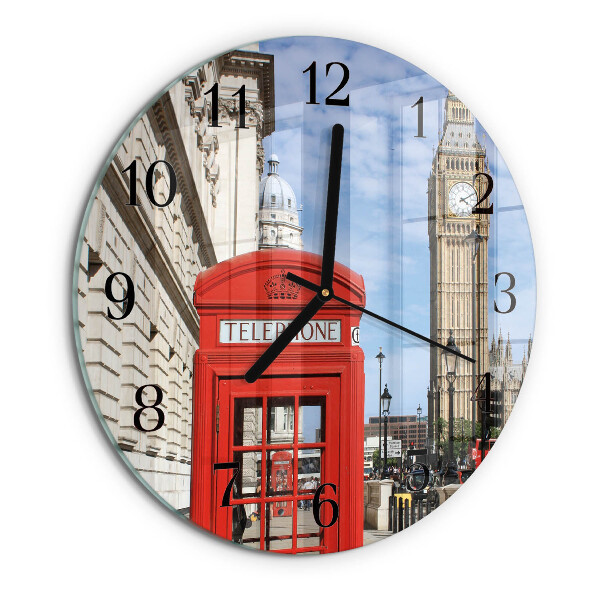 Reloj de pared redondo Cabina telefónica roja