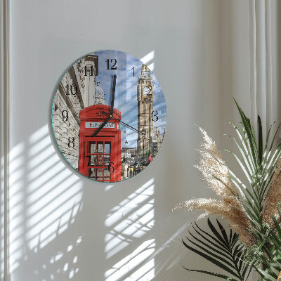 Reloj de pared redondo Cabina telefónica roja