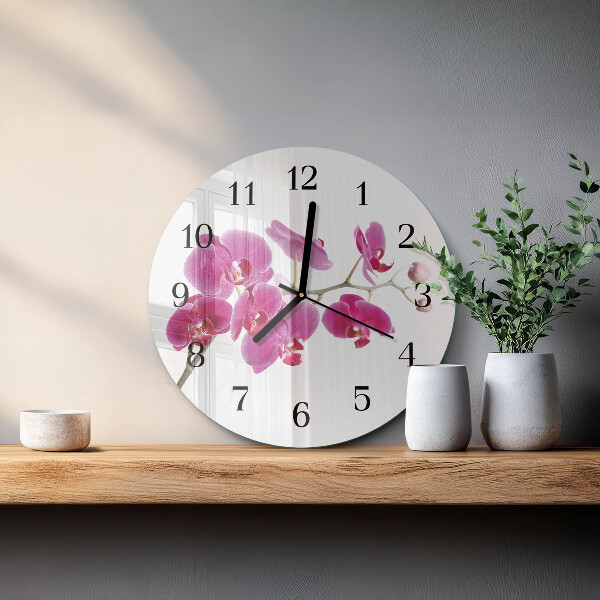 Reloj de pared redondo Orquídea