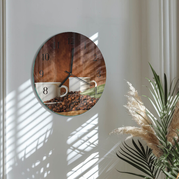 Reloj de pared redondo tazas de café