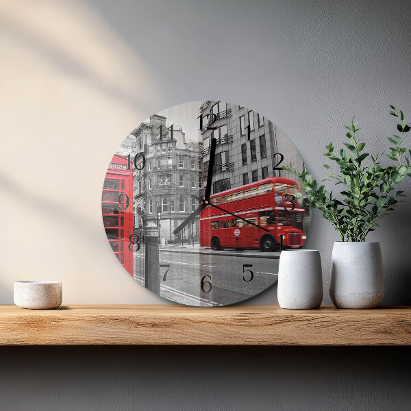 Reloj de pared redondo Autobús rojo