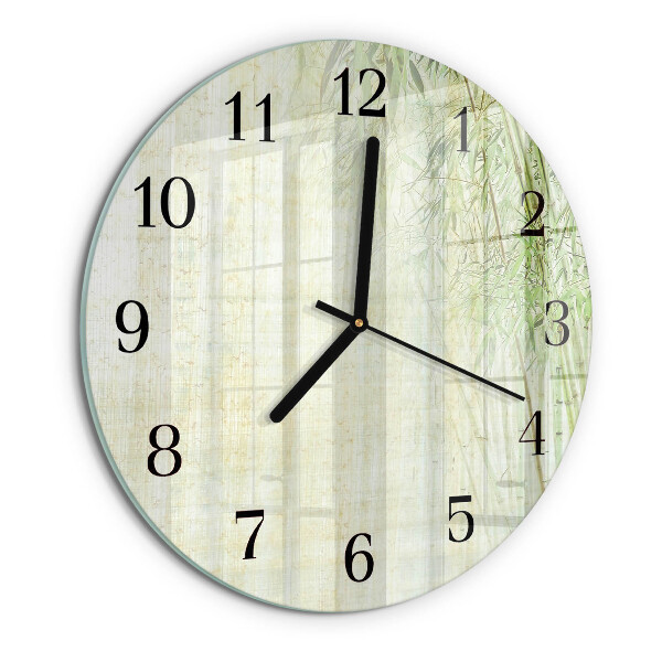 Reloj de pared redondo Planta de bambú