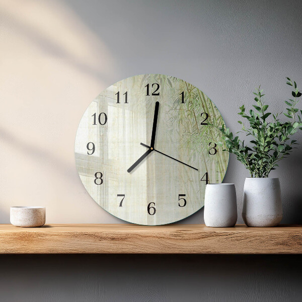 Reloj de pared redondo Planta de bambú
