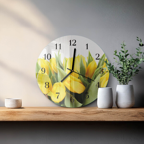 Reloj de pared redondo Flores de tulipán