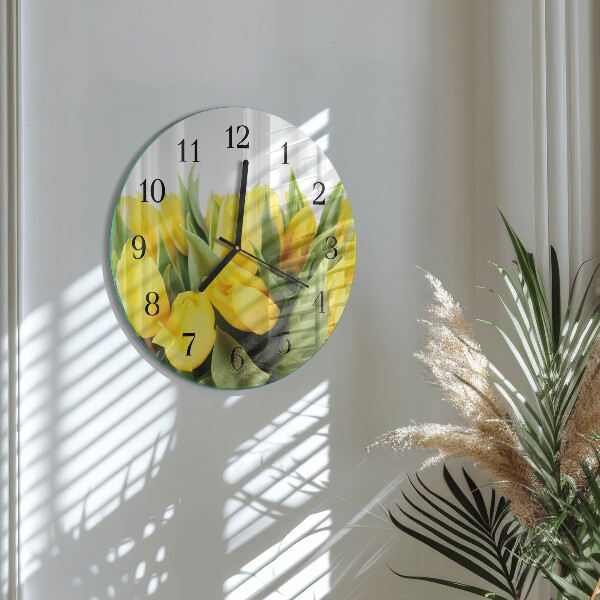 Reloj de pared redondo Flores de tulipán