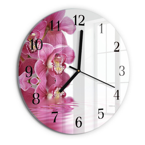 Reloj de pared redondo Orquídea