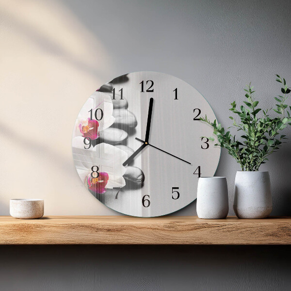 Reloj de pared redondo Piedras de orquídeas
